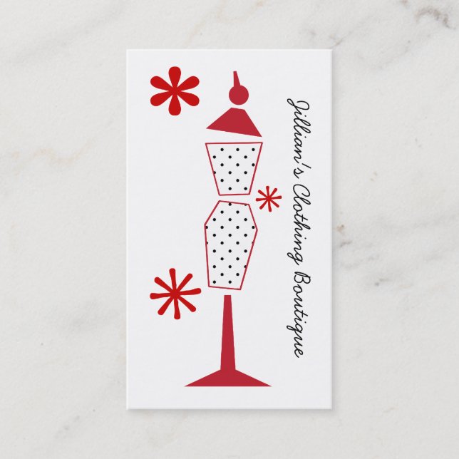 Clothing Store Boutique - Polka Dot Mannequin Business Card (Front)