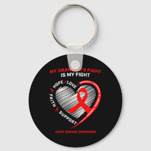 Clothing Support Grandma Red Heart Disease Awarene Keychain