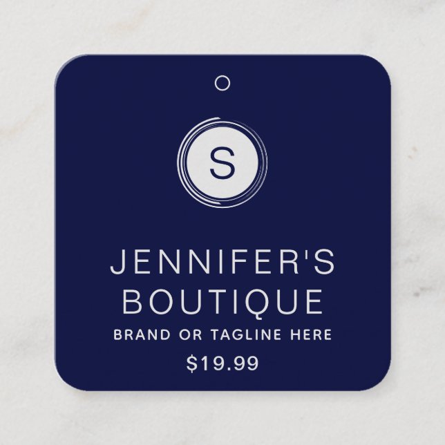 Clothing Tags Small Business Blue Silver (Front)