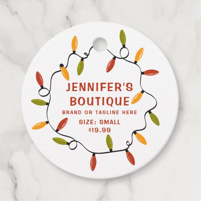 Clothing Tags Small Business Christmas Lights (Front)