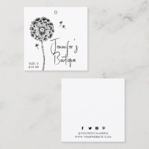Clothing Tags Small Business Floral Black White