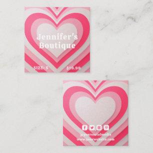 Clothing Tags Small Business Pink Retro Heart