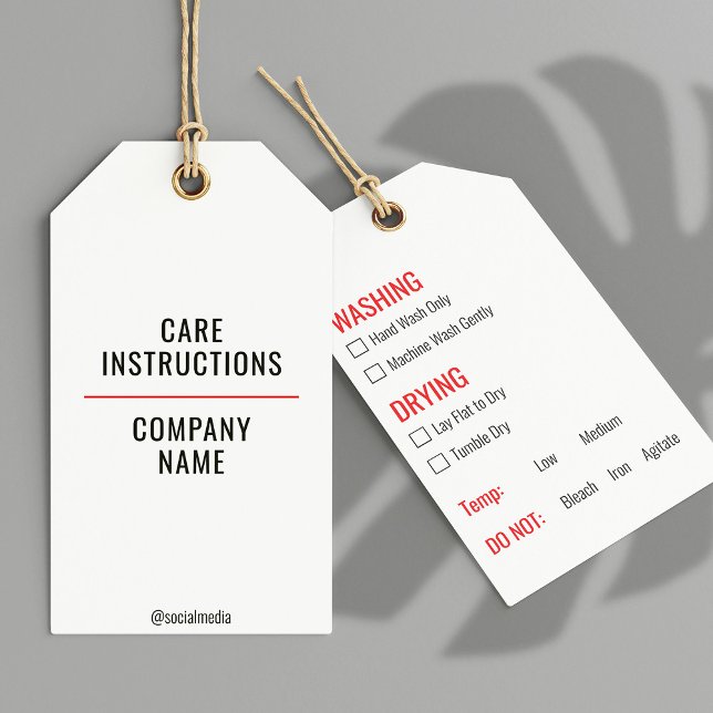 Clothing Washing Care Instructions Hang Tag (Creator Uploaded)
