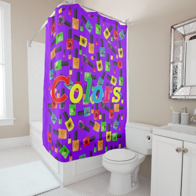 Clou de rideau de douche Couleurs polonaises viole (En situation)