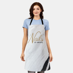 Clou doré marbre moderne Styliste blanc tablier