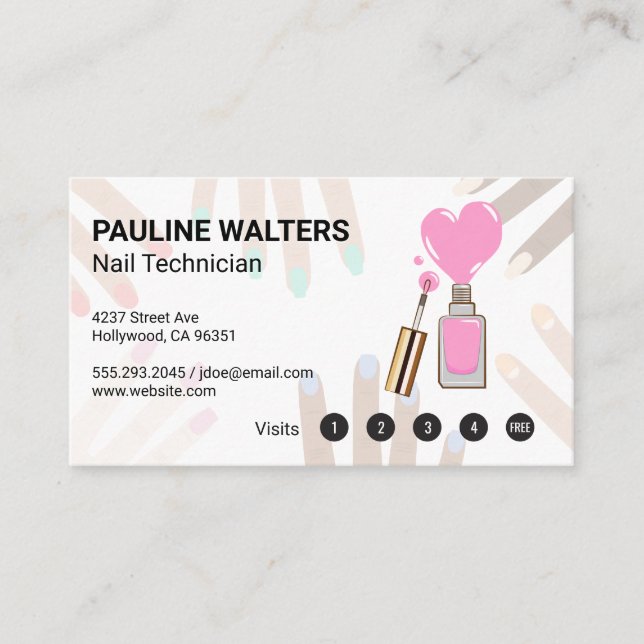 Clou rose | Cartes de fidélité (Devant)
