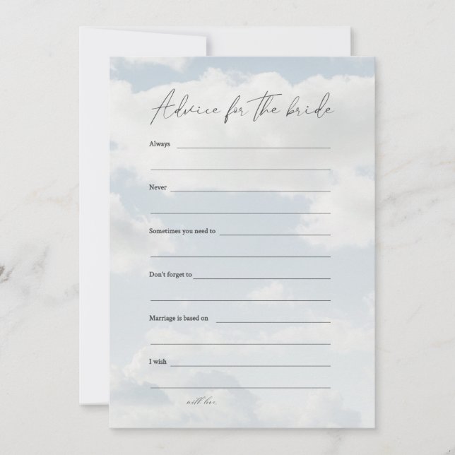 Cloud 9 Advice for the Bride Advice Cards (Front)