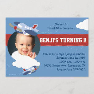 Cloud 9 - Airplane Themed Party Invitation