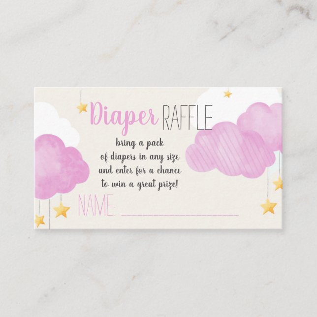 Cloud 9 Baby Shower Pink Diaper Raffle Card (Front)