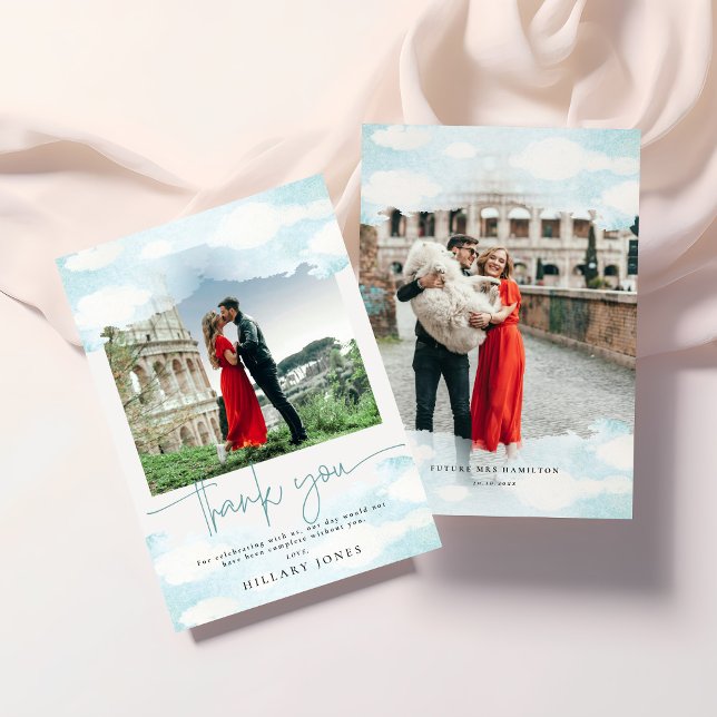 Cloud 9 Blue and White Bridal Showe Thank you card (Creator Uploaded)