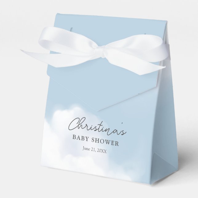 Cloud 9 Blue Baby Shower Favor Box (Front Side)