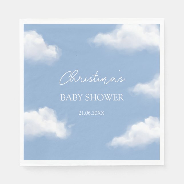 Cloud 9 Blue Baby Shower Personalized Napkin (Front)