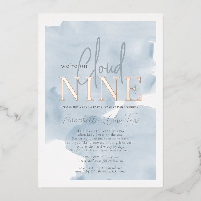 Cloud 9 Blue Sky Boy Baby Shower by Mail (Front)