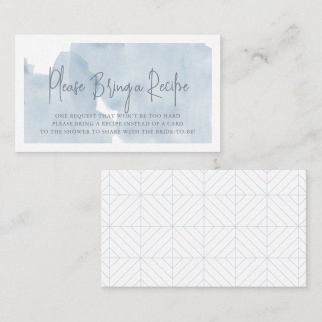 Cloud 9 Blue Sky Bridal Shower Recipe Request Enclosure Card (Front/Back)