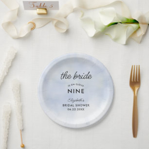 Cloud 9 Blue Sky Elegant Classy Bridal Shower Paper Plate