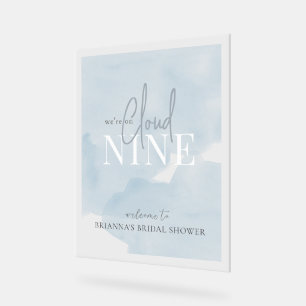 Cloud 9 Blue Sky Watercolor Bridal Shower Welcome Acrylic Sign