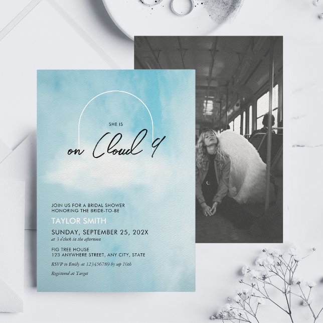 Cloud 9 Bridal Shower Theme Minimal Modern Photo I Invitation (Creator Uploaded)