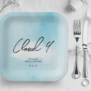Cloud 9 Bridal Shower Theme Minimalist Decoration Paper Plate