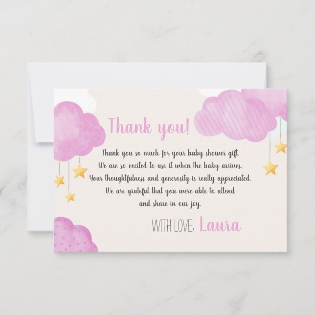 Cloud 9 Carte de remerciements rose (Devant)