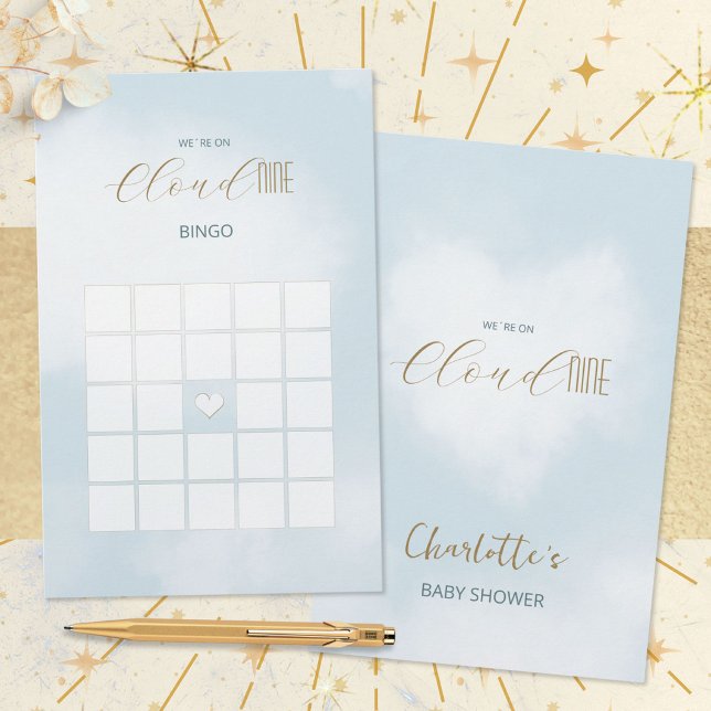 Cloud 9 Celestial Blue Baby Shower Bingo Game (Cloud 9 Celestial Blue Baby Shower Bingo Game ©Susanne Sachers - Sunny Mind 🌞)