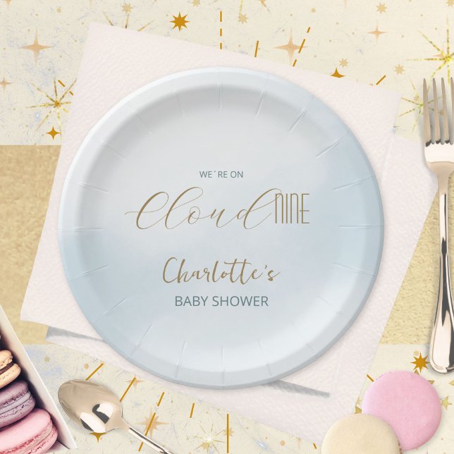 Cloud 9 Celestial Blue Baby Shower Paper Plate (Cloud 9 Celestial Blue Baby Shower Paper Plates ©Susanne Sachers - Sunny Mind 🌞)
