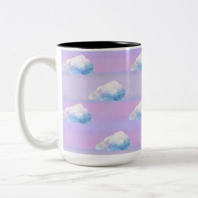 Cloud 9 Cloudy Purple and Blue Two-Tone Coffee Mug (Left)