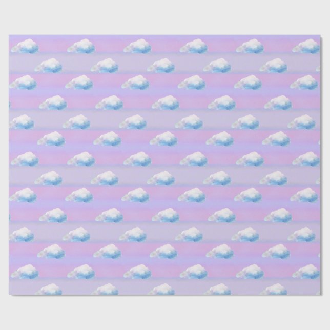 Cloud 9 Cloudy Purple and Blue Wrapping Paper (Flat)