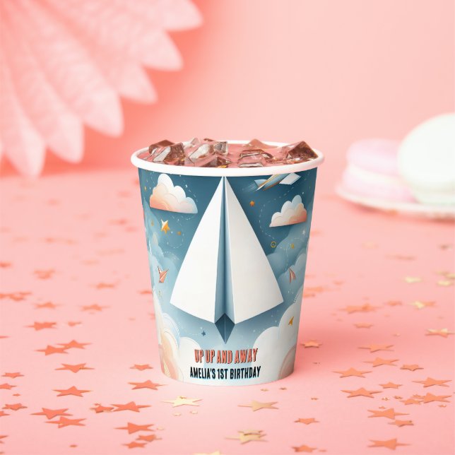 Cloud 9 Fly Kids Sky Joy Airplane 1st Birthday Paper Cups (Insitu)