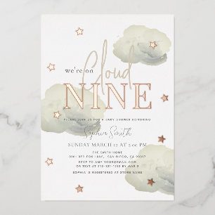 Cloud 9 Gold Clouds Watercolor Baby Shower