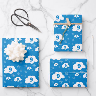 Cloud 9 Papier à enveloppement Plat Set de 3
