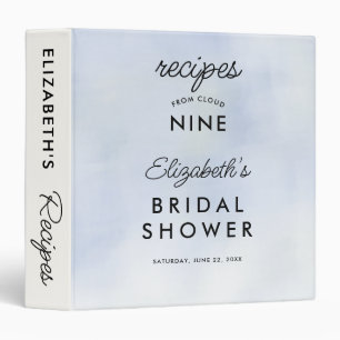Cloud 9 Pastel Blue Bridal Shower Recipe Organizer Binder