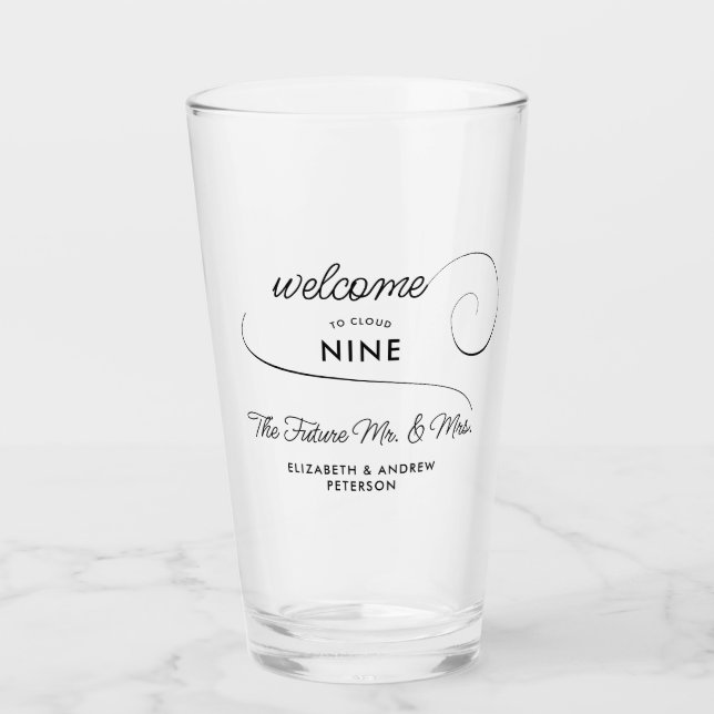 Cloud 9 Pastel Blue Elegant Simple Bridal Shower Glass (Front)