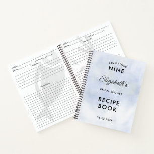 Cloud 9 Pastel Blue Sky Bridal Shower Recipe Book
