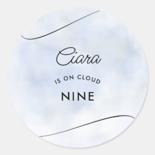 Cloud 9 Pastel Sky Clouds Modern Bridal Shower Classic Round Sticker