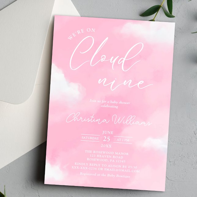 Cloud 9 Pink Girl Baby Shower Invitation (Creator Uploaded)