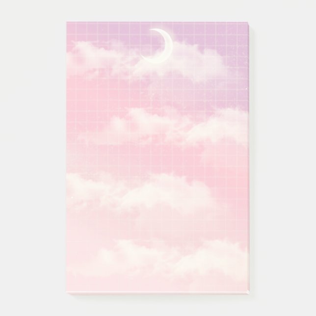 cloud aesthetic sky pastel star light crescent  post-it notes (Front)