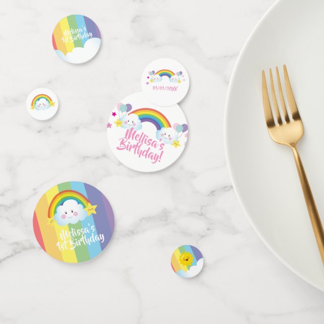 Cloud and Rainbow Children Birthday personalized Confetti (Group)