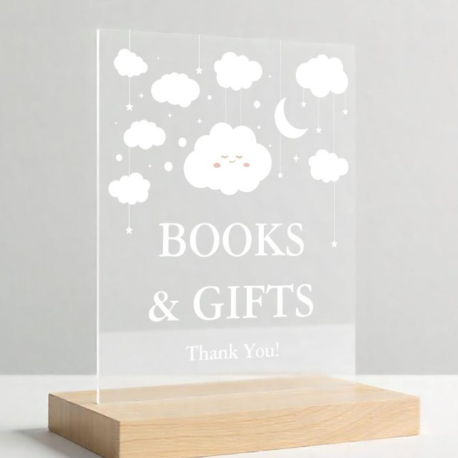 Cloud Baby Shower Books and Gift Acrylic Sign (Creator Uploaded)