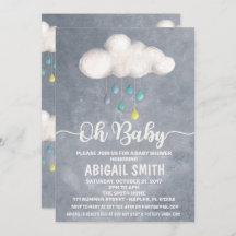 Cloud Baby Shower Invitation Raindrop Love