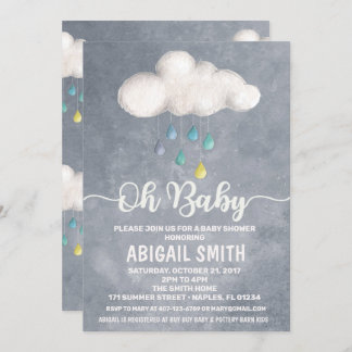 Cloud Baby Shower Invitation Raindrop Love