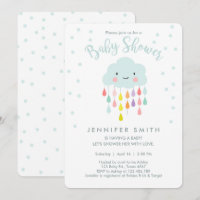 Cloud Baby Shower Invitation Raindrop Love