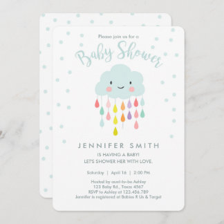 Cloud Baby Shower Invitation Raindrop Love