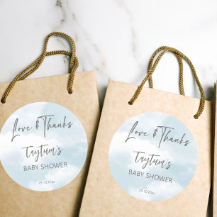 Cloud baby shower pastel clouds thank you favor classic round sticker