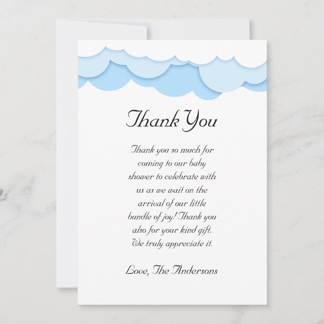 Cloud Baby Shower Thank You Card (Front)