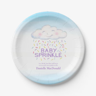 Cloud baby sprinkle colourful strands watercolor paper plate
