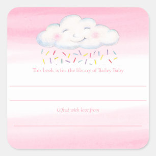Cloud baby sprinkle watercolor book competition square sticker