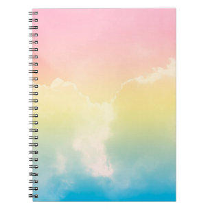 cloud background with a pastel colored gradient. b notebook