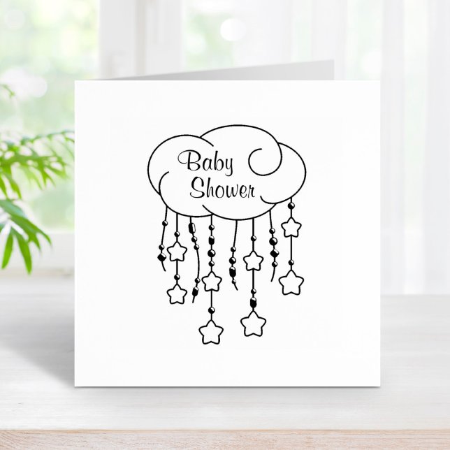 Cloud Beads Stars Mobile Baby Shower Rubber Stamp (Creator Uploaded)