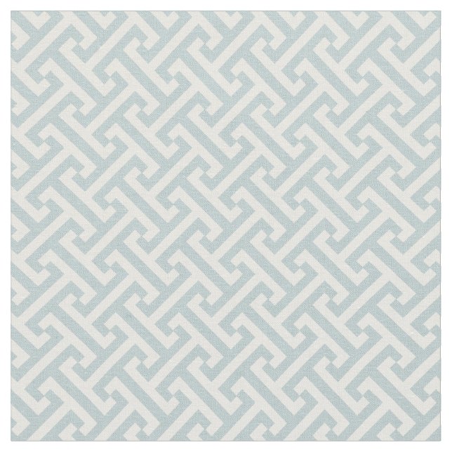Cloud Blue Greek Key Pattern Fabric (Close Up)