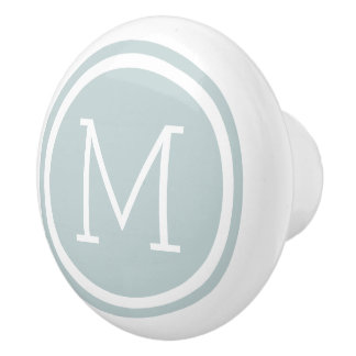 Cloud Blue Monogram Personalized Drawer Knob